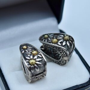 ANN KING Sterling Silver 18K Gold Daisy Marguerite Hoop Earrings